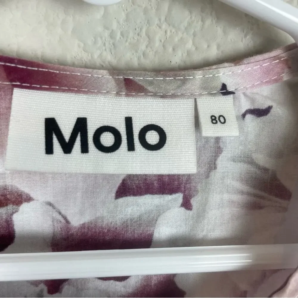 Molo Maroon Pink White Floral Girls Dress 12 Months